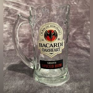Vintage Bacardi Oakheart Spiced Rum Glass Mug, Textured, HTF Made in USA 🇺🇸